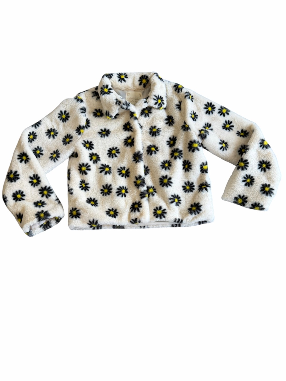 Altar’d State Daisy Print Faux Fur Jacket Medium Soft Cozy Plush